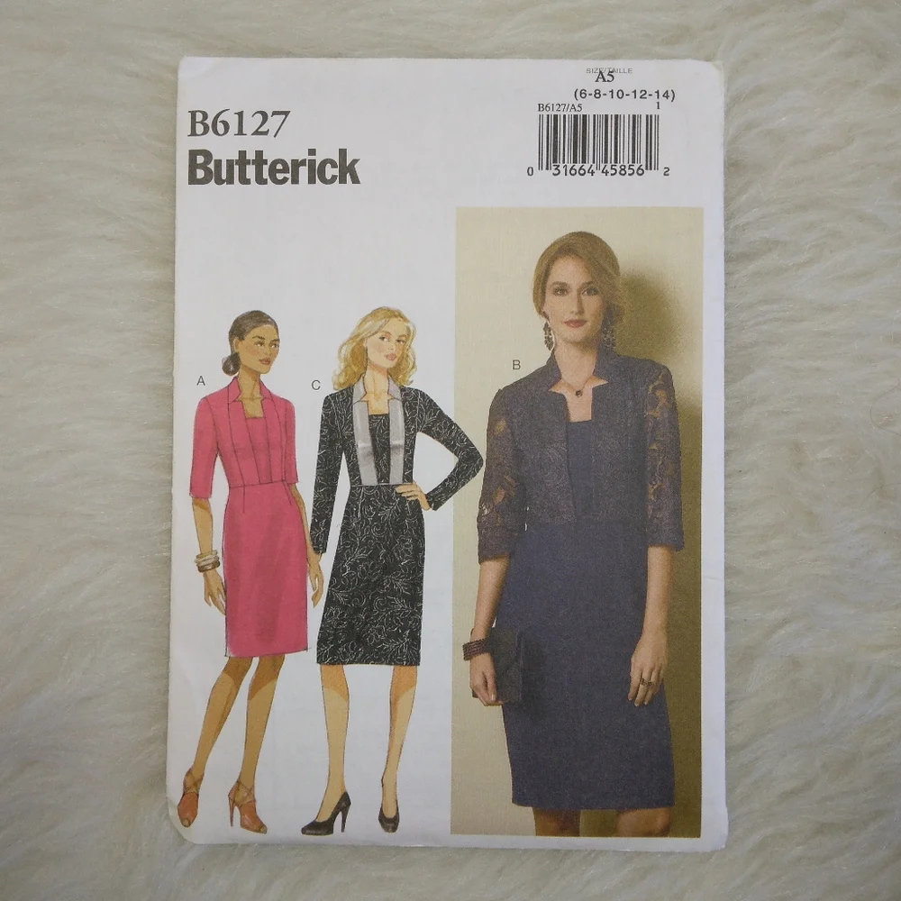 BUTTERICK B6127 SZ 6-14 EASY Misses Semi Fitted Dress In 3 Variations